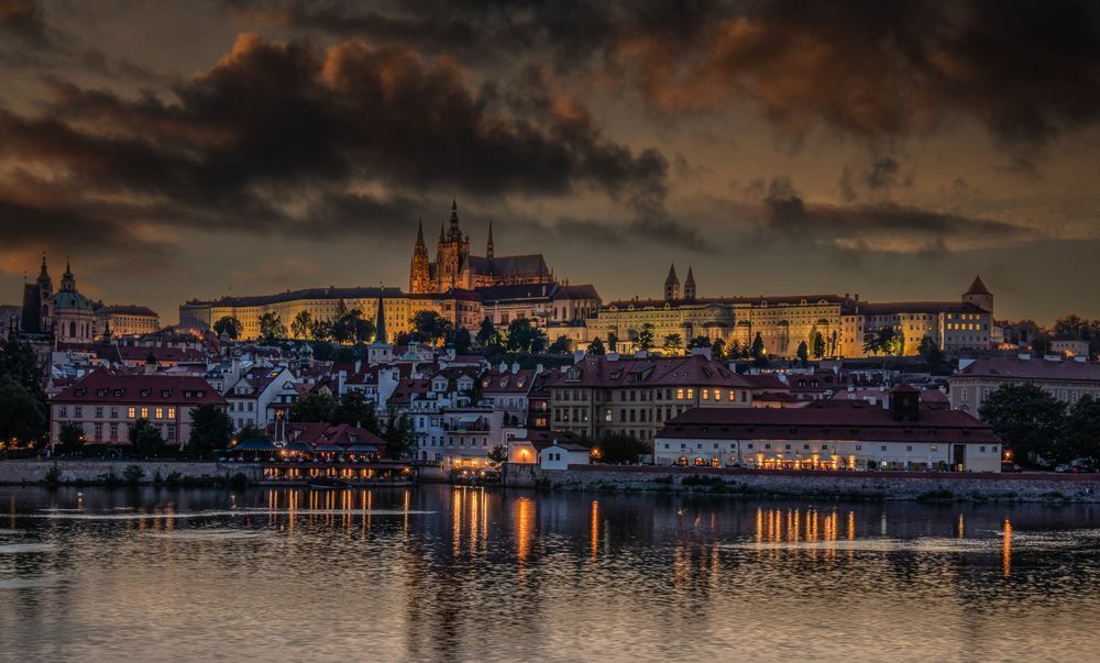 Twilight Majesty: Prague Castle Illuminated at Dusk – European Travel Photography & Wall Art Décor