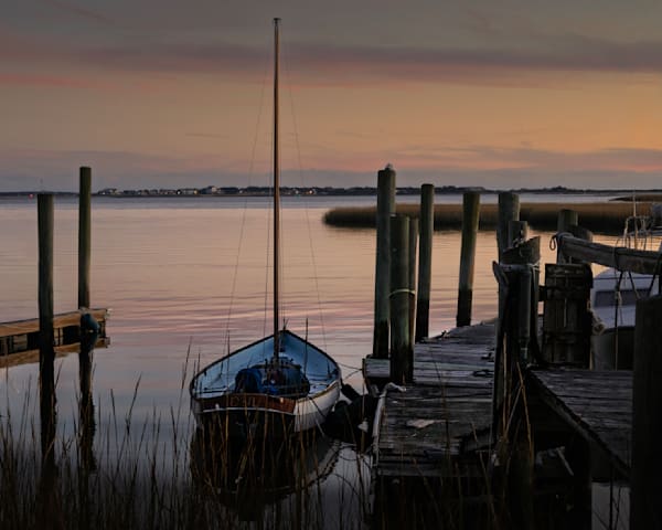 Coastal Wall Art – Southport Sailboat at Sunset | 910Photography