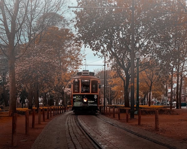 Foggy Afternoon Trolley in Porto – Vintage Charm by 910Photography