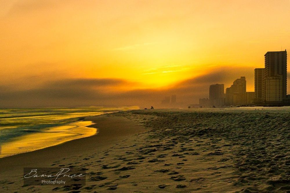 Smooth surf and fog at Gulf Shores beach — focus stacked fine art print by Bama Price