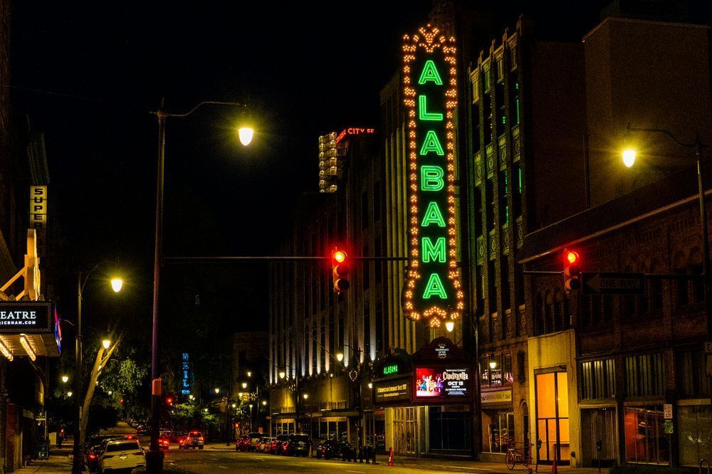 Birmingham Nights - Neon Glow of the Alabama Theatre Print | bamaprice.com