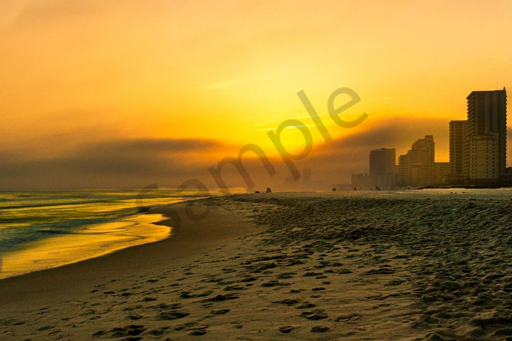 Hazy Highrises: Foggy Gulf Shores Sunset Art Print | www.bamaprice.com