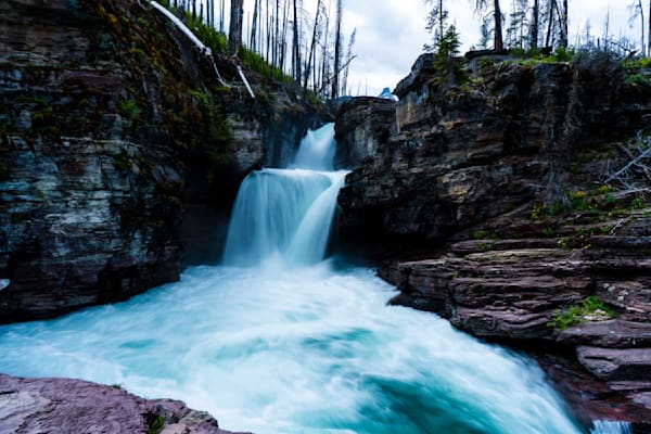 St. Mary's Turquoise Cascade - Vibrant Falls Print, Glacier NP | bamaprice.com