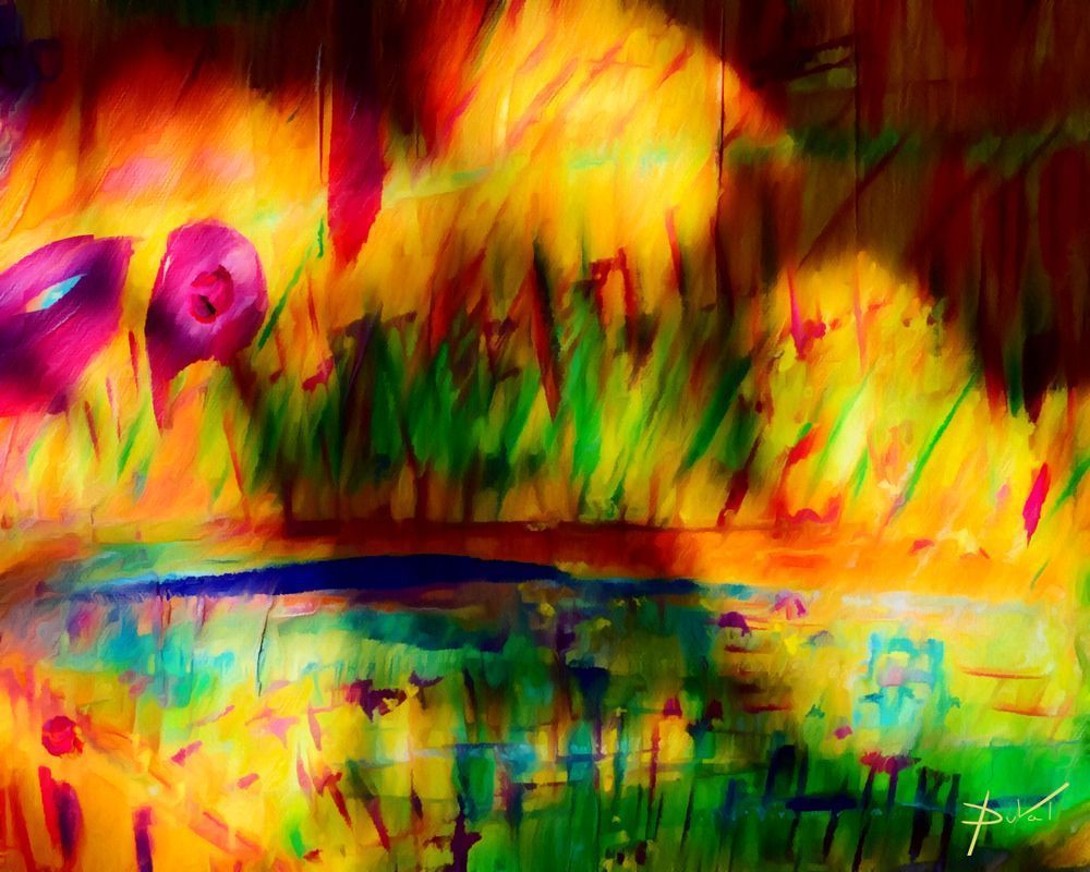 A Colorful Day A The Pond 300dpi 30 X 24 329 Mb Print .Jpeg Art | Cynthia DuVal Creative Studio