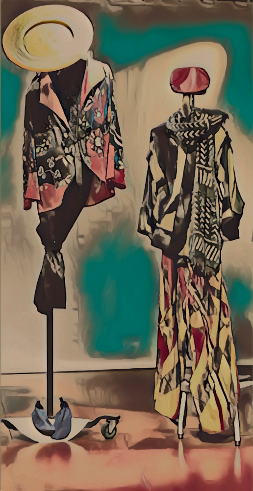 Digital #ArtbyDuVal created from the original photograph of the #Trimpin’s Cello Quartet costume parade.  
Emeryville, California. 
MaFishCo/DuVal #Costume #Design #otherMinds #SoundSculpture #2024