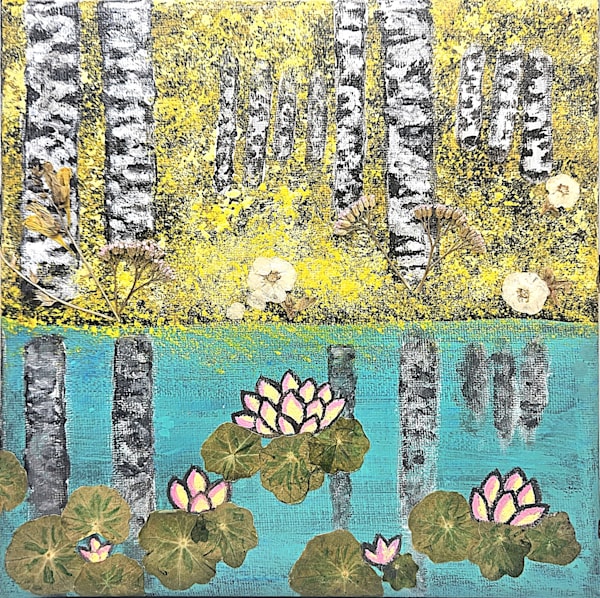 Lotus Serenity - Mixed Media Botanical Artwork