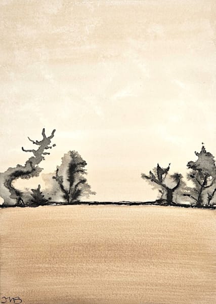 Mocha Mist Forest - Serene Watercolor Landscape