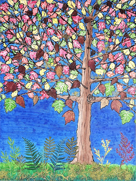 “Chromatic Canopy” - Mixed Media Autumn Artwork