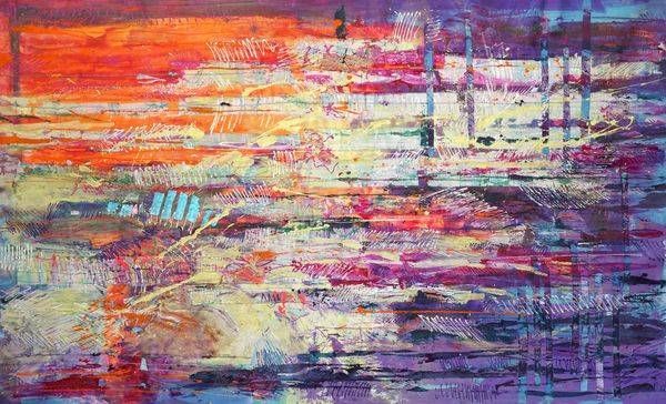 Red Contemporary Abstract Mural|Dorothy Fagan Fine Arts