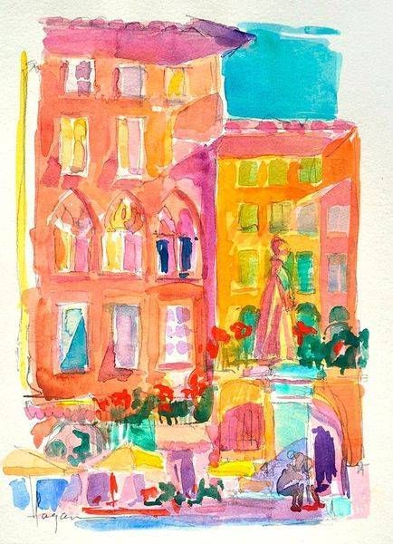 Colors Of Italy: Lucca Piazza Art | Dorothy Fagan Fine Arts