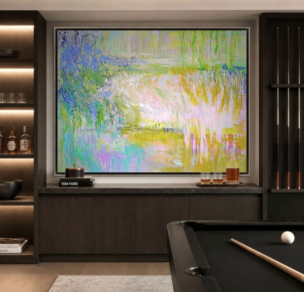 built in painting, fine art statement wall, oversize painting,
