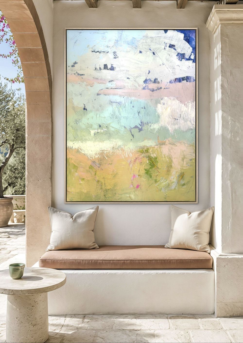 oversize large coastal painting, artist edition on linen, fine art