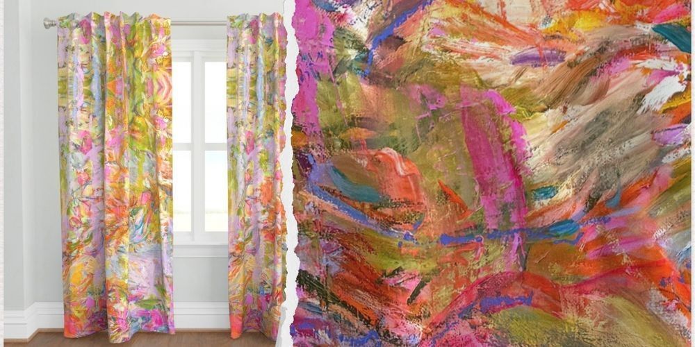 Blossom Floral abstract, linen textile cloth, luxe upholstery decor