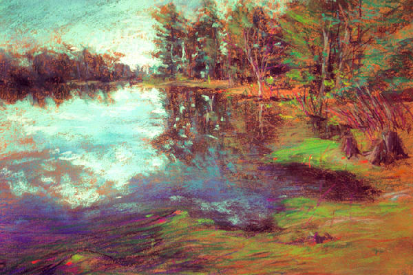 Johnson Mill Pond Painting Print, Heaven's Reflection by Dorothy Fagan