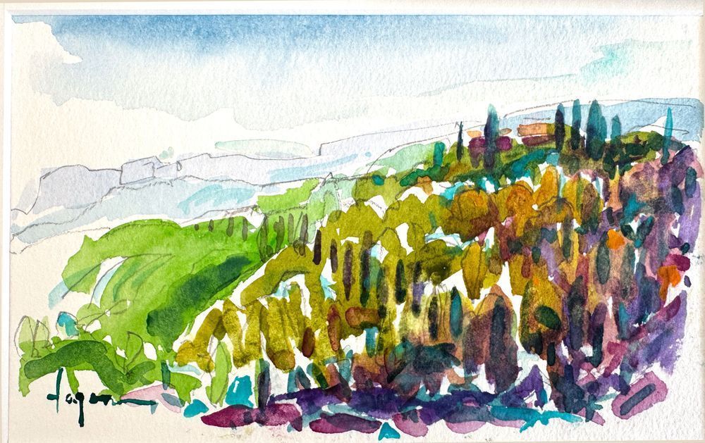Val d'Arno View Watercolor Print by Dorothy Fagan