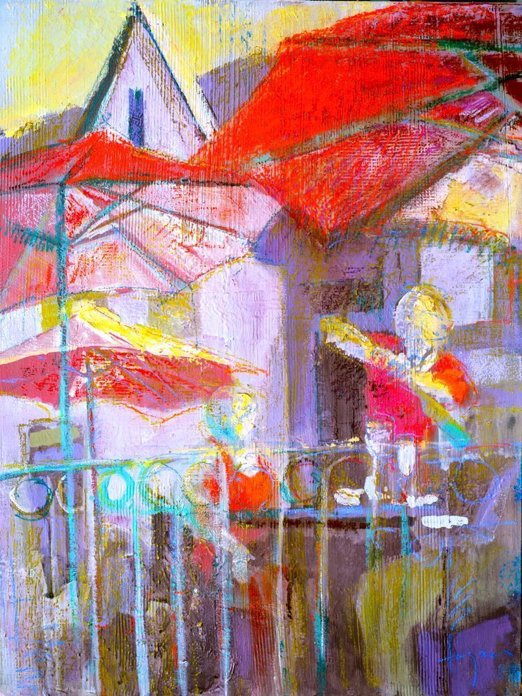 Carytown Cafe Scene, Bottle of Red by Dorothy Fagan