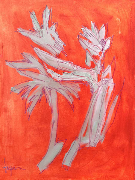 Dream Garden1 Vermilion Orchid (L) Art | Dorothy Fagan Fine Arts