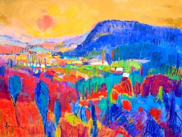 Red Abstract Landscape Painting, Fine Art Print by Dorothy Fagan