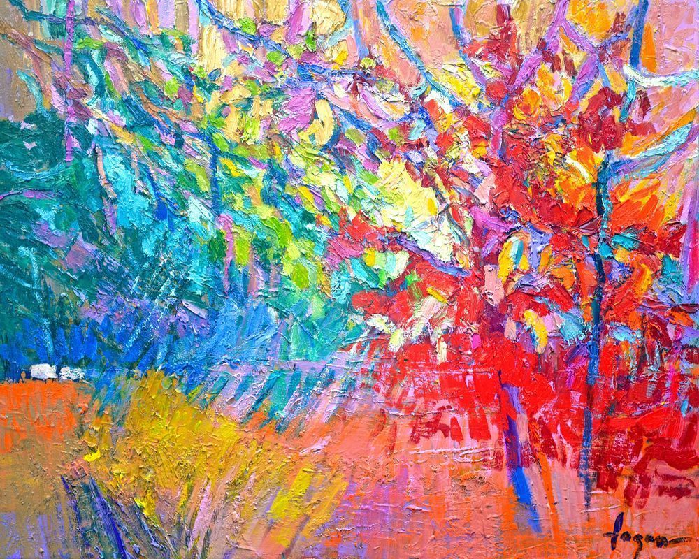 Red Abstract Tree Painting, Fine Art Print by Dorothy Fagan