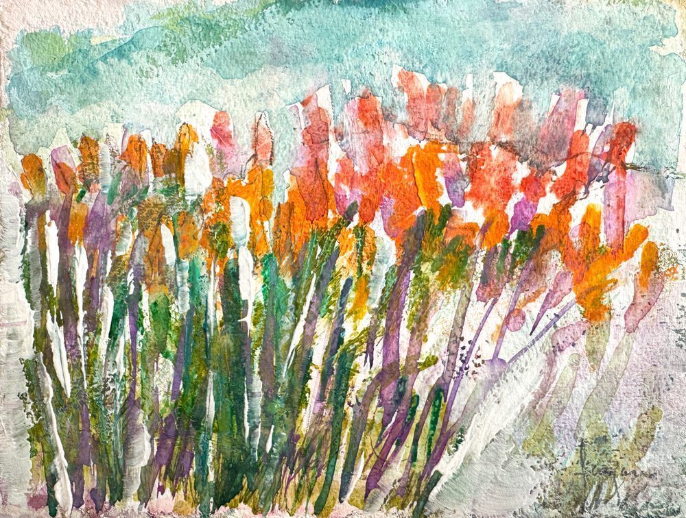 Large Watercolor Abstract Floral by Dorothy Fagan Fine Arts