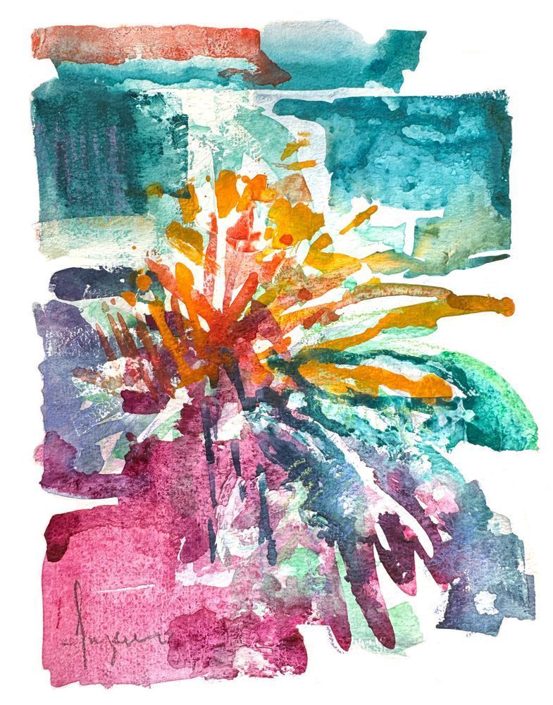Oversize Watercolor Abstact Floral by Dorothy Fagan Fine Arts