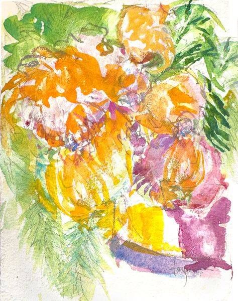 Oversize Orchids Abstract Watercolor by Dorothy Fagan Fine Arts