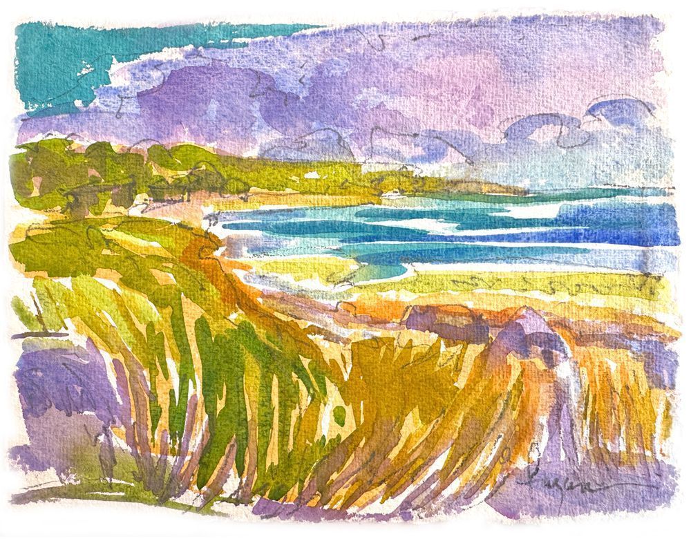 Large Marsh Watercolor Painting by Dorothy Fagan Fine Arts