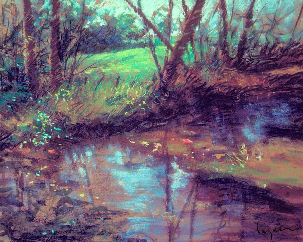 Darden Mill Creek Meadow View Painting Print by Dorothy Fagan