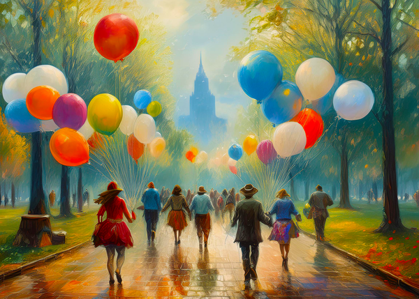 Balloons in a City Park