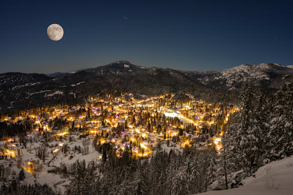 Rossland Under The Full Moon Art | Nelson Fine Art Printing