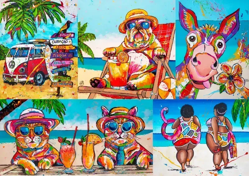 Original Happy Paintings | Joyful Caribbean Art by Renata Rolefes