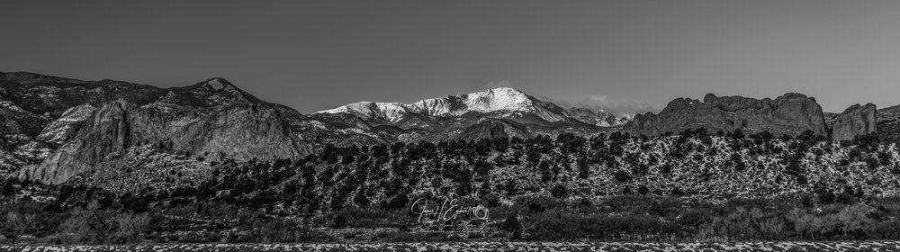 Pikes Peak Pano Noir 01112025 Jhel4919 Photography Art | James H Egbert's Silver Branch Studios