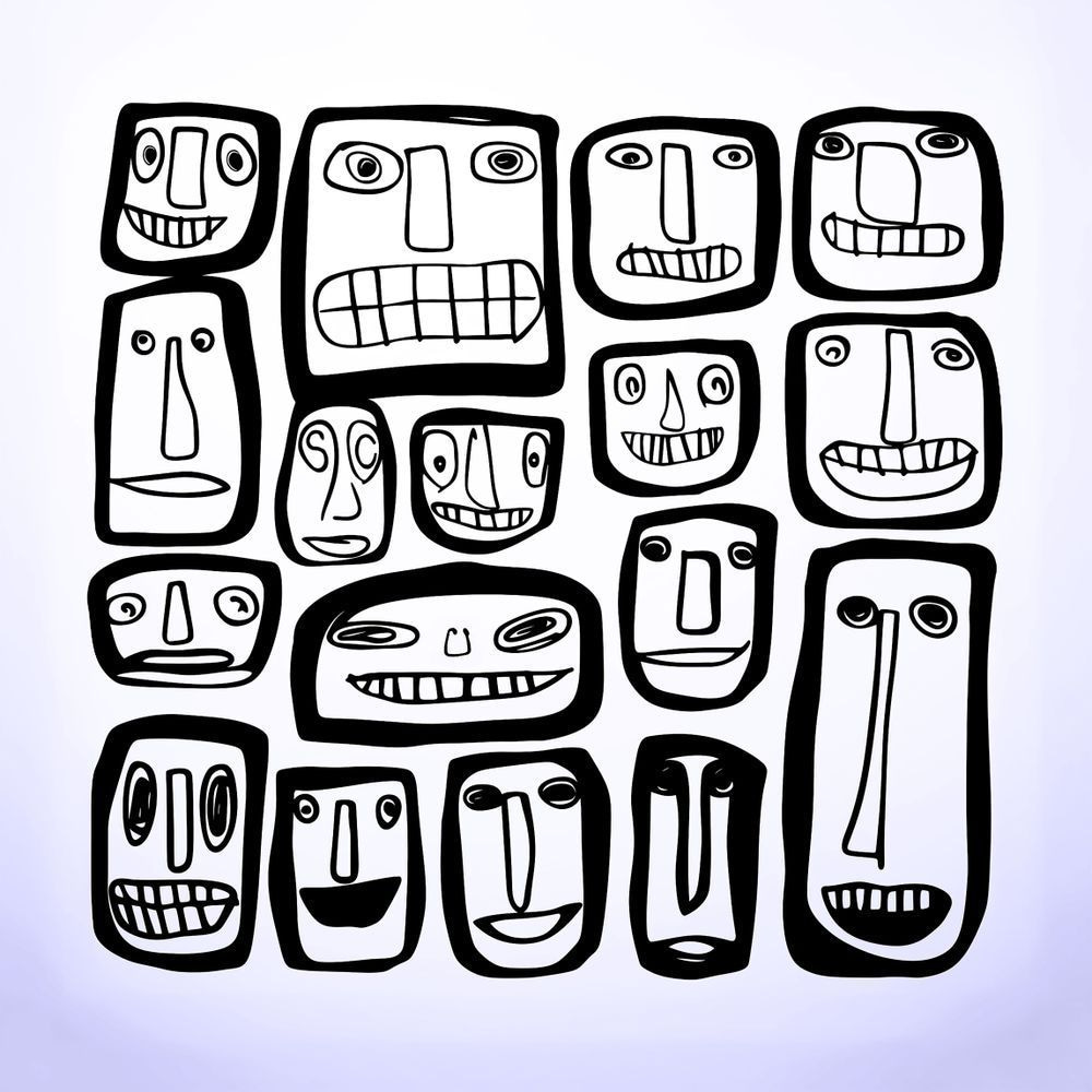 XVII – Bold Happy Face Cartoon Doodle | Fancy Ape Art