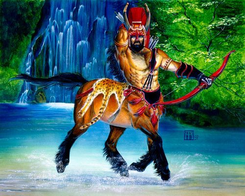 Centaur Warden In Waterfall Original Art | Melissa A Benson