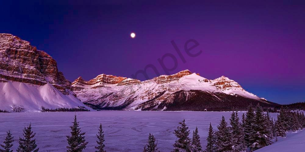 Moonset over Bow Lake