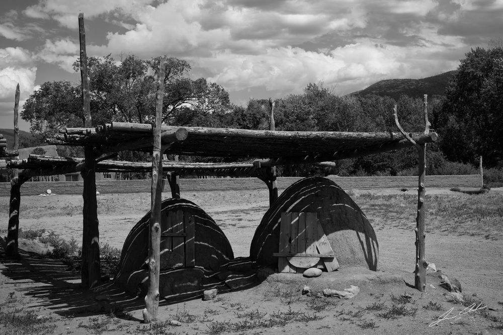 Pair of outdoor Adobe ovens