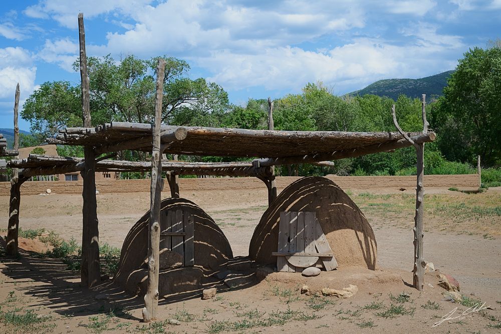 Pair of outdoor Adobe ovens