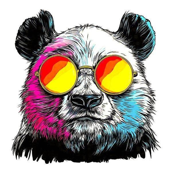 Panda Wearing Sunglasses | Funny Panda Sticker & Tote