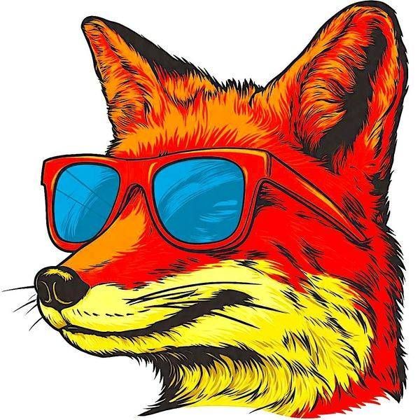 Fox Wearing Sunglasses | Funny Fox Sticker & Tote