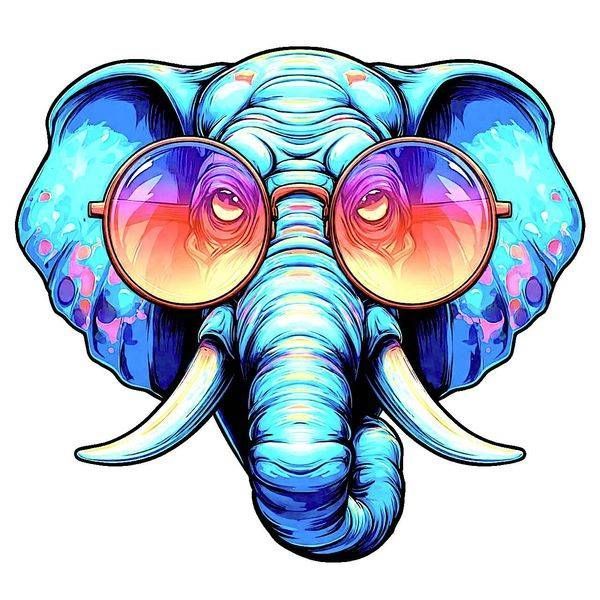 Elephant Wearing Sunglasses | Funny Elephant Sticker & Tote