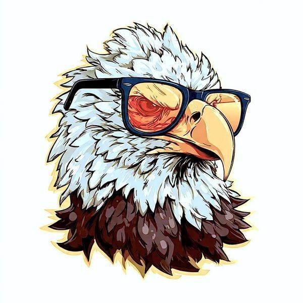 Eagle Wearing Sunglasses | Funny Eagle Sticker & Tote