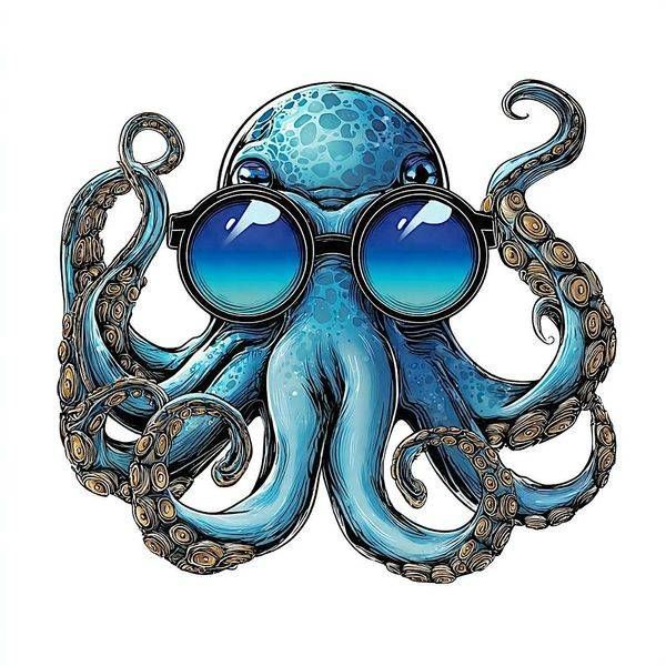 Octopus Wearing Sunglasses | Funny Octopus Sticker & Tote