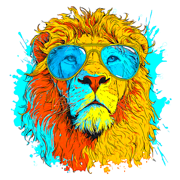 Lion Wearing Sunglasses | Funny Lion Sticker & Tote