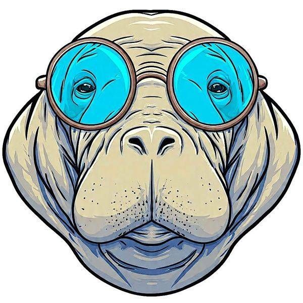 Manatee Wearing Sunglasses | Funny Manatee Sticker & Tote