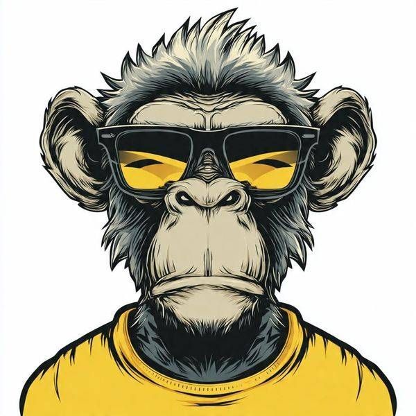 Chimp Wearing Sunglasses | Funny Chimp Sticker & Tote