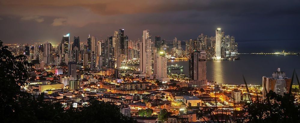Panama City skyline at night, Panama