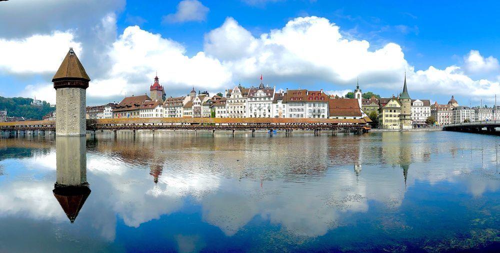 Lucerne, Switzerland Bridge Reflection
