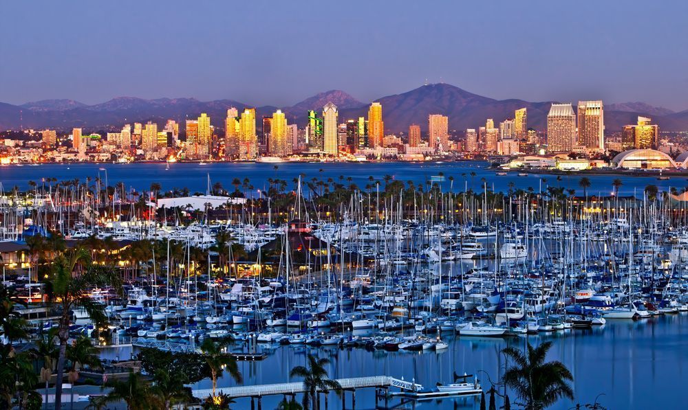 San Diego, California, downtown at dusk