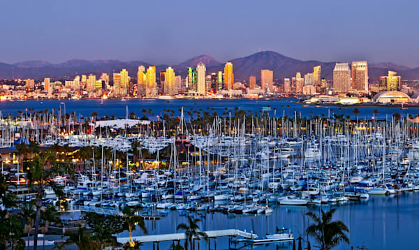 San Diego, California, downtown at dusk