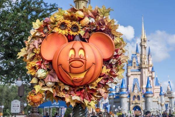 A Mickey Pumpkin and a Castle - Disney Halloween Print